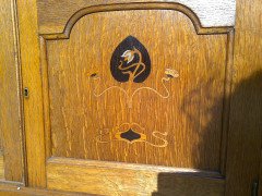 Two Arts & Crafts Oak Bookcases with Stylized Pewter, Ebonized & Sycamore Inlays - Thumbnail 7