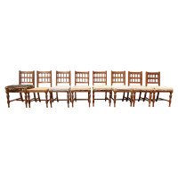 Bruce Talbert Gillows, Set of Eight English Aesthetic Movement Oak Dining Chairs - Thumbnail 1