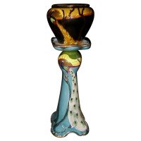 Thomas Forrester, an Arts & Crafts Jardiniere & Stand with Peacock Decoration - Thumbnail 1