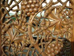 Arts & Crafts Oak Server Altar Table with a Finely Carved Centre Panel of Vines - Thumbnail 6