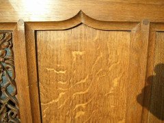 Arts & Crafts Oak Server Altar Table with a Finely Carved Centre Panel of Vines - Thumbnail 8