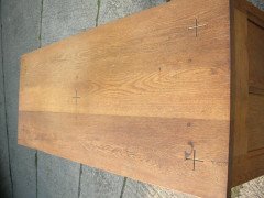 Arts & Crafts Oak Server Altar Table with a Finely Carved Centre Panel of Vines - Thumbnail 9
