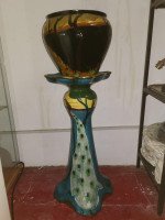Thomas Forrester, an Arts & Crafts Jardiniere & Stand with Peacock Decoration - Thumbnail 13