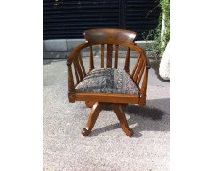 Arts & Crafts Oak Adjustable Height Swivel Office Chair, Industrial Mechanisms - Thumbnail 2