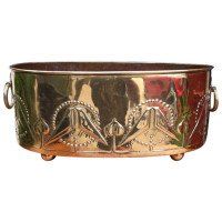 Margaret Gilmour, Attributed – Arts and Crafts Brass Planter with Kissing Birds