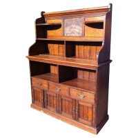 Aesthetic Movement Oak Bookcase Sideboard with a Pre Raphaelite Oil Painting - Thumbnail 1