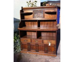 Aesthetic Movement Oak Bookcase Sideboard with a Pre Raphaelite Oil Painting - Thumbnail 3