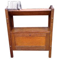 English Arts & Crafts Oak Bookcase with Upper Angled Book Trough
