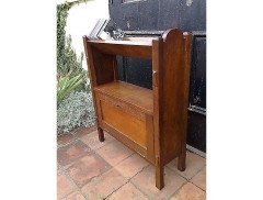 English Arts & Crafts Oak Bookcase with Upper Angled Book Trough - Thumbnail 3