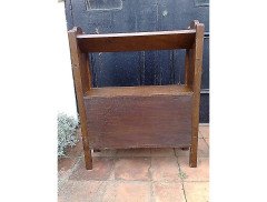 English Arts & Crafts Oak Bookcase with Upper Angled Book Trough - Thumbnail 7