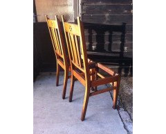 Wylie & Lochhead Attri. a Pair of Glasgow School Arts & Crafts Oak Dining Chairs - Thumbnail 2