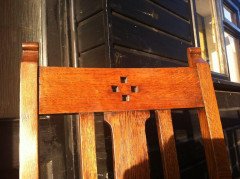 Wylie & Lochhead Attri. a Pair of Glasgow School Arts & Crafts Oak Dining Chairs - Thumbnail 4