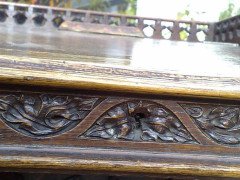 A. W. N. Pugin, attributed. Gothic Revival Oak Davenport with Linenfold & Floral Carving - Thumbnail 8