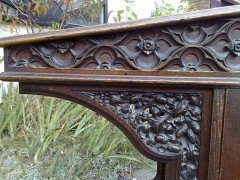 A W N Pugin Attri, Gothic Revival Oak Davenport with Linenfold & Floral Carving - Thumbnail 10