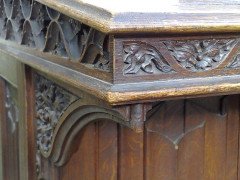 A. W. N. Pugin, attributed. Gothic Revival Oak Davenport with Linenfold & Floral Carving - Thumbnail 11