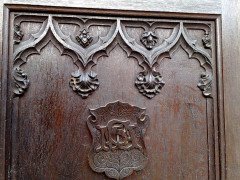 A W N Pugin Attri, Gothic Revival Oak Davenport with Linenfold & Floral Carving - Thumbnail 12
