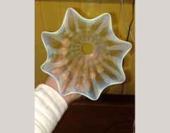 Right. Single Striped Arts and Crafts Vaseline/Uranium Glass. Left shade is SOLD - Thumbnail 1