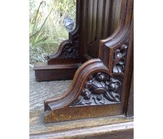 A. W. N. Pugin, attributed. Gothic Revival Oak Davenport with Linenfold & Floral Carving - Thumbnail 17