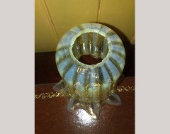 Right. Single Striped Arts and Crafts Vaseline/Uranium Glass. Left shade is SOLD - Thumbnail 2