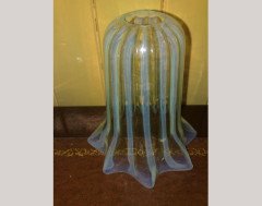 Right. Single Striped Arts and Crafts Vaseline/Uranium Glass. Left shade is SOLD - Thumbnail 3