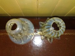 Right. Single Striped Arts and Crafts Vaseline/Uranium Glass. Left shade is SOLD - Thumbnail 4