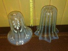 Right. Single Striped Arts and Crafts Vaseline/Uranium Glass. Left shade is SOLD - Thumbnail 5