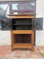 English Arts & Crafts, Craftsman- Made Court Cupboard with Blacksmith Handle - Thumbnail 2