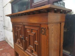 English Arts & Crafts, Craftsman- Made Court Cupboard with Blacksmith Handle - Thumbnail 7