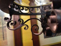 English Arts & Crafts Iron Lantern with Flaming Tendrils & Original Glass Liner - Thumbnail 4