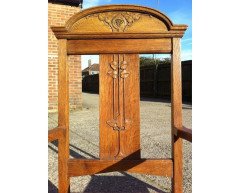 Wylie & Lochhead, Set of Four Arts & Crafts Oak Dining Chairs with Leather Seats - Thumbnail 4