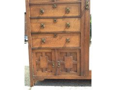 E. W. Godwin Style Of, an Anglo- Japanese Walnut Double Armoire Wardrobe Compactum - Thumbnail 6