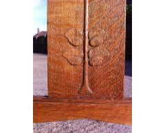 Wylie & Lochhead, Set of Four Arts & Crafts Oak Dining Chairs with Leather Seats - Thumbnail 10