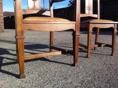 Wylie & Lochhead, Set of Four Arts & Crafts Oak Dining Chairs with Leather Seats - Thumbnail 11