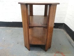 Heals, An English Arts & Crafts Oak Side Table with Three Tiers & Canted Corners - Thumbnail 4