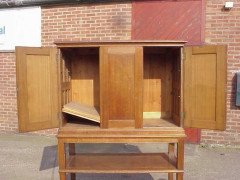 C F A Voysey Style Of, Arts & Crafts Oak Cupboard with Lower Open Display Area - Thumbnail 3
