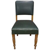 22 X Aesthetic Movement Oak Upholstered Dining Chairs with Turned Front Legs - Thumbnail 1