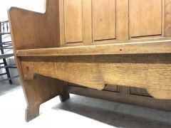 E A Taylor Attr, an Arts & Crafts Oak High Back Settle with Twin Heart Cut-Outs - Thumbnail 3