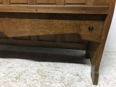 E A Taylor Attr, an Arts & Crafts Oak High Back Settle with Twin Heart Cut-Outs - Thumbnail 4