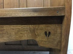E A Taylor Attr, an Arts & Crafts Oak High Back Settle with Twin Heart Cut-Outs - Thumbnail 5