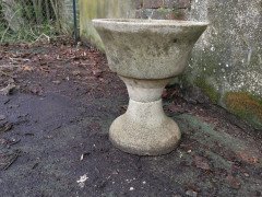 Mid-Century Modern French Two-Piece Concrete Hour Glass Style Planter on Stand - Thumbnail 3