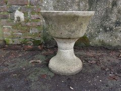 Mid-Century Modern French Two-Piece Concrete Hour Glass Style Planter on Stand - Thumbnail 4