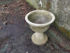 Mid-Century Modern French Two-Piece Concrete Hour Glass Style Planter on Stand - Thumbnail 5