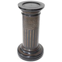 Aesthetic Movement Ebonized Pedestal Torchiere with Incized & Gilded Decoration - Thumbnail 1