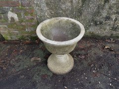 Mid-Century Modern French Two-Piece Concrete Hour Glass Style Planter on Stand - Thumbnail 6