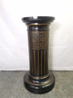 Aesthetic Movement Ebonized Pedestal Torchiere with Incized & Gilded Decoration - Thumbnail 2