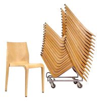 Riccardo Blumer for Alias, Laleggera 32 X Stacking Maple Chairs with Steel Trolleys