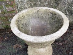 Mid-Century Modern French Two-Piece Concrete Hour Glass Style Planter on Stand - Thumbnail 7