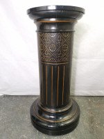 Aesthetic Movement Ebonized Pedestal Torchiere with Incized & Gilded Decoration - Thumbnail 5