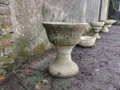 Mid-Century Modern French Two-Piece Concrete Hour Glass Style Planter on Stand - Thumbnail 8