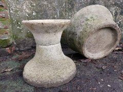 Mid-Century Modern French Two-Piece Concrete Hour Glass Style Planter on Stand - Thumbnail 9